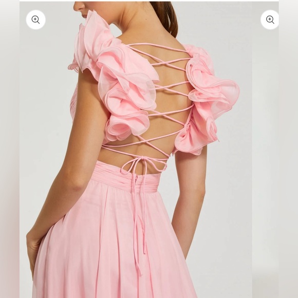 Mac Duggal Ruffle Tiered Cut-Out Chiffon Gown in Blush - Picture 3 of 6